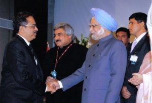 Meeting with the former prime Minister Manmohan Singh in Muscat as the Chairman of Muscat Chapter of ICAI. Indian Ambassador Anil Wadhwa looks on