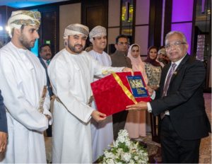 At the Oman India Business forum by His Highness Fatik Al Said in the presence of His Excellency Sheikh Faisal Al Rawas, Chairman Oman Chamber of Commerce and Industry, H E Amit Narang, Ambassador of India and other dignitaries
