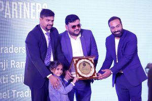 Mr. Shiju Sasidharan ( Gulf Gypsum Products LLC ) hand overing Memento to Mr.Rohit Khurana & Mr.Akhihilendra Pratap Singh (Owner of Mais Overseas Private Limited) Prayagraj, India