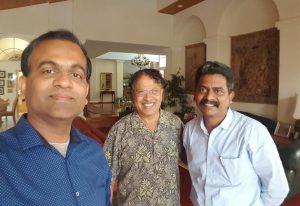 Mr. Avinash Kumar and brother Arun with Mohan Ananda at his residence in Los Angeles. Mr.Mohan is a high profile IT entrepreneur and one of the brains behind invention of GPS