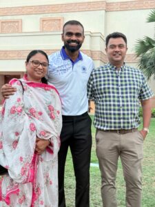 With wife Saleela and Sreejesh
